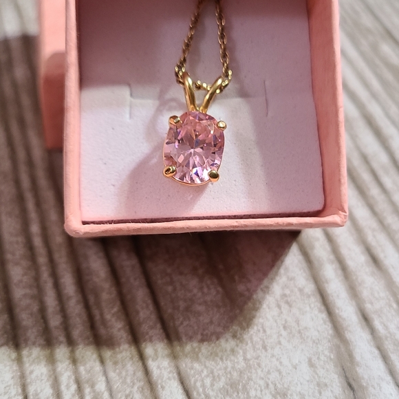 5.6ct Oval Pink Topaz Slide Pendant on approx. 18inch Rope Chain - Picture 8 of 8